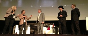 Lawrence Krauss, Richard Dawkins and filmmakers Gus and Luke Howlerda at Unbelievers world premiere
